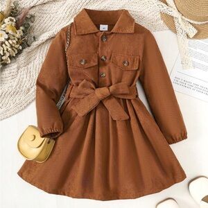 SHEIN Brown Kids Dress with Bow